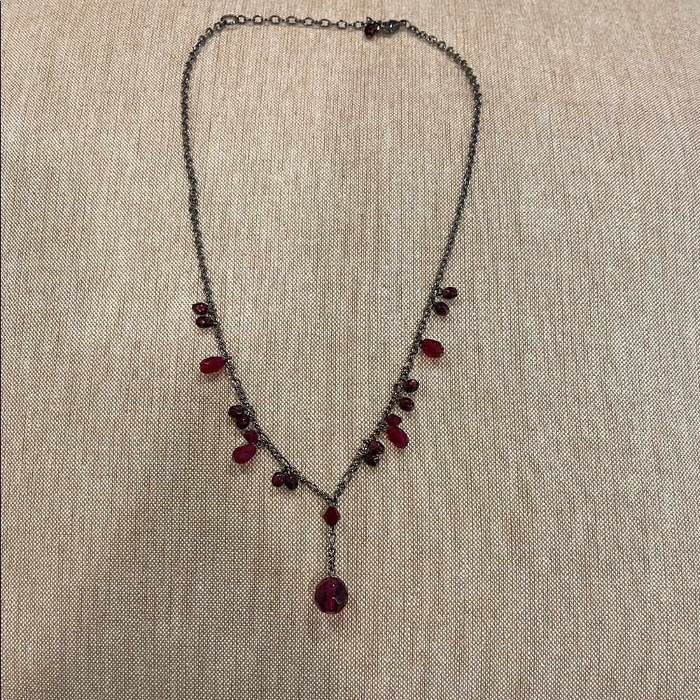 Elegant Red Beaded Necklace,18 inches